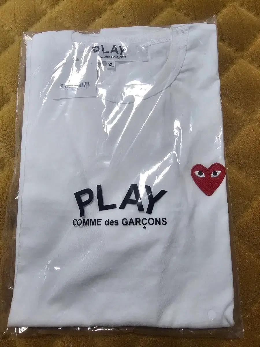 꼼데가르송 PLAY 흰색 반팔 티셔츠 XL