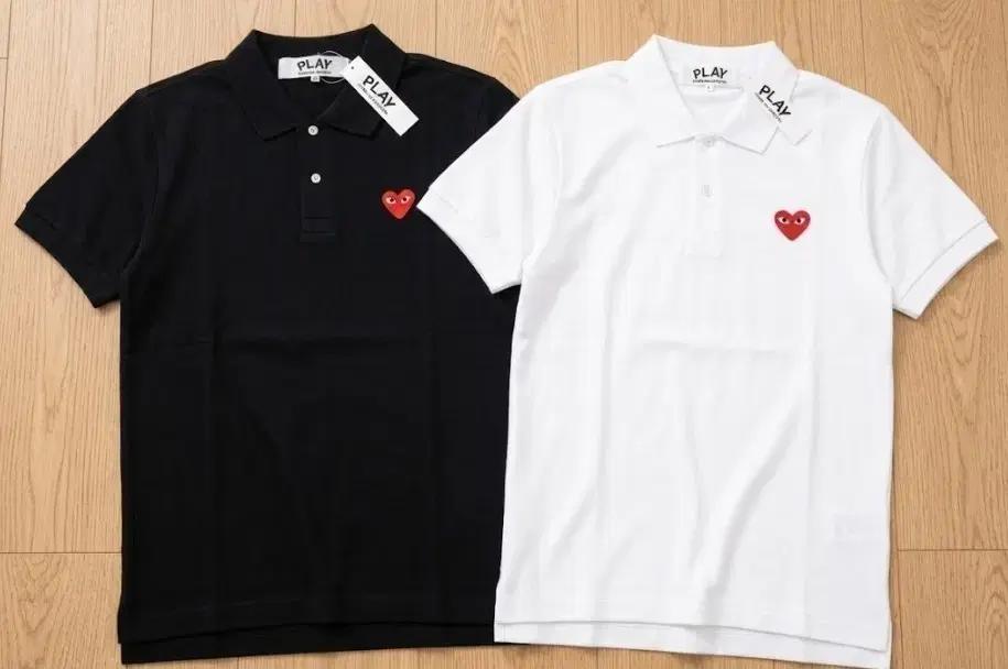 정품/무료배송) 꼼데가르송 카라 반팔티셔츠 , 블랙 화이트