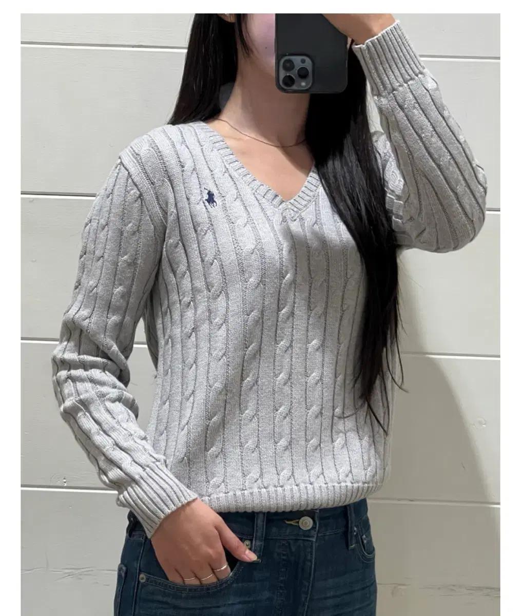 폴로 랄프로렌 여성 브이넥 니트