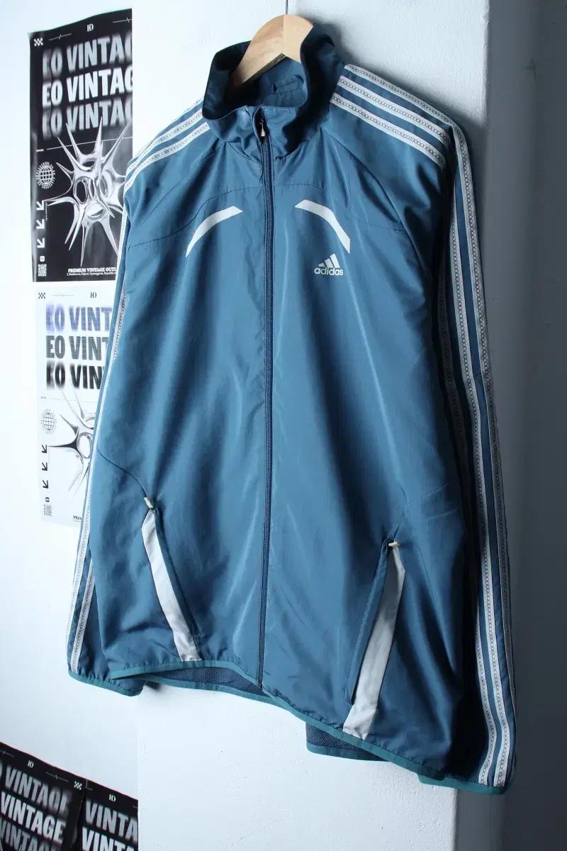 (XL-2XL) 아디다스 집업 바람막이 점퍼자켓 블루 삼선-75E7