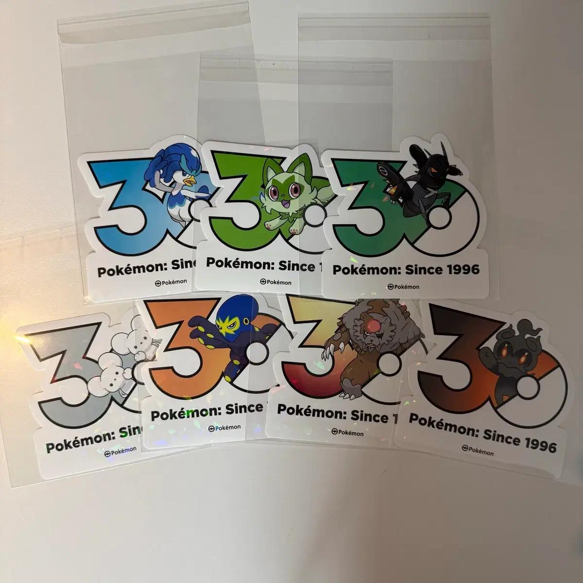 포켓몬 30주년 스티커 두리쥐 마샤도 나오하 아꾸왁 다투곰 케오퍼스