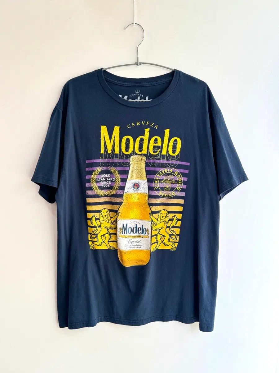 MODELO ESPECIAL 세르베자 맥주 빈티지 그래픽 반팔티 L