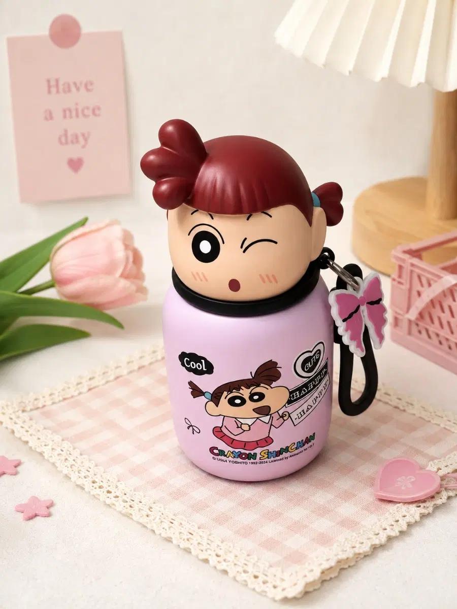 짱구는못말려 유리 핑크 텀블러 330ml