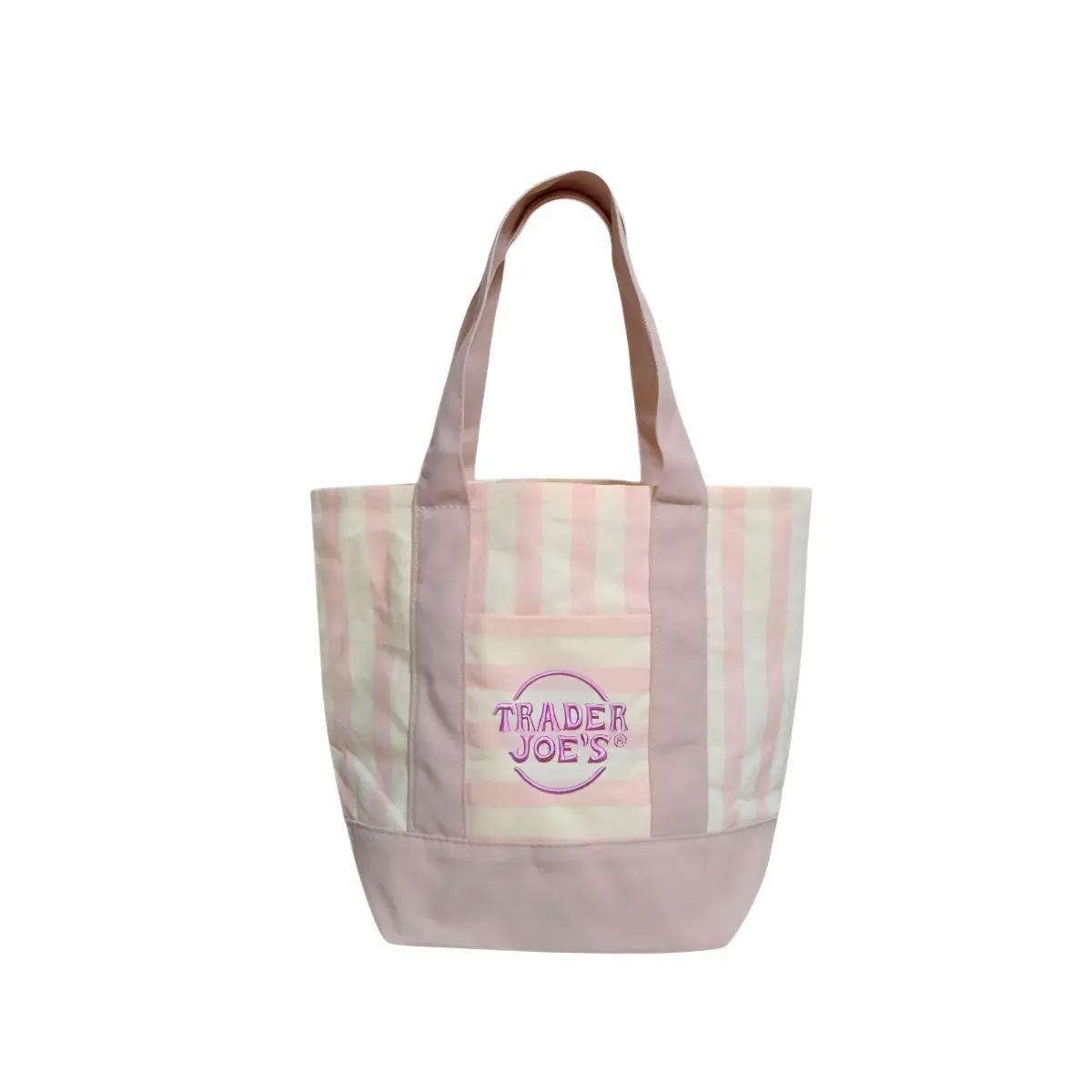 트레이더조 스트라이프 미니 에코백 캔버스 숄더백 TRADER JOE'S <<핑크>>