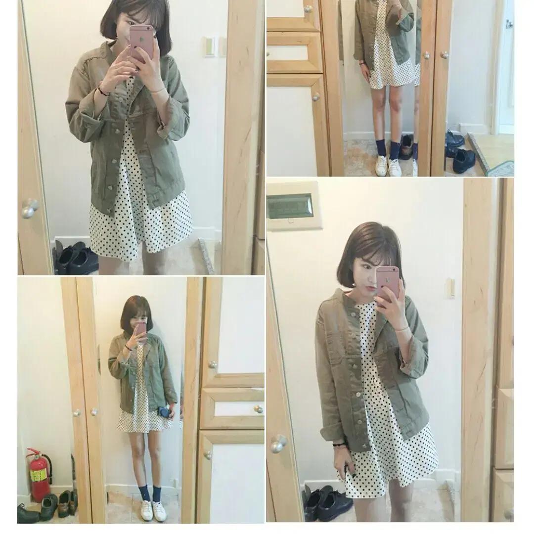 도트 원피스 흰색 언더비