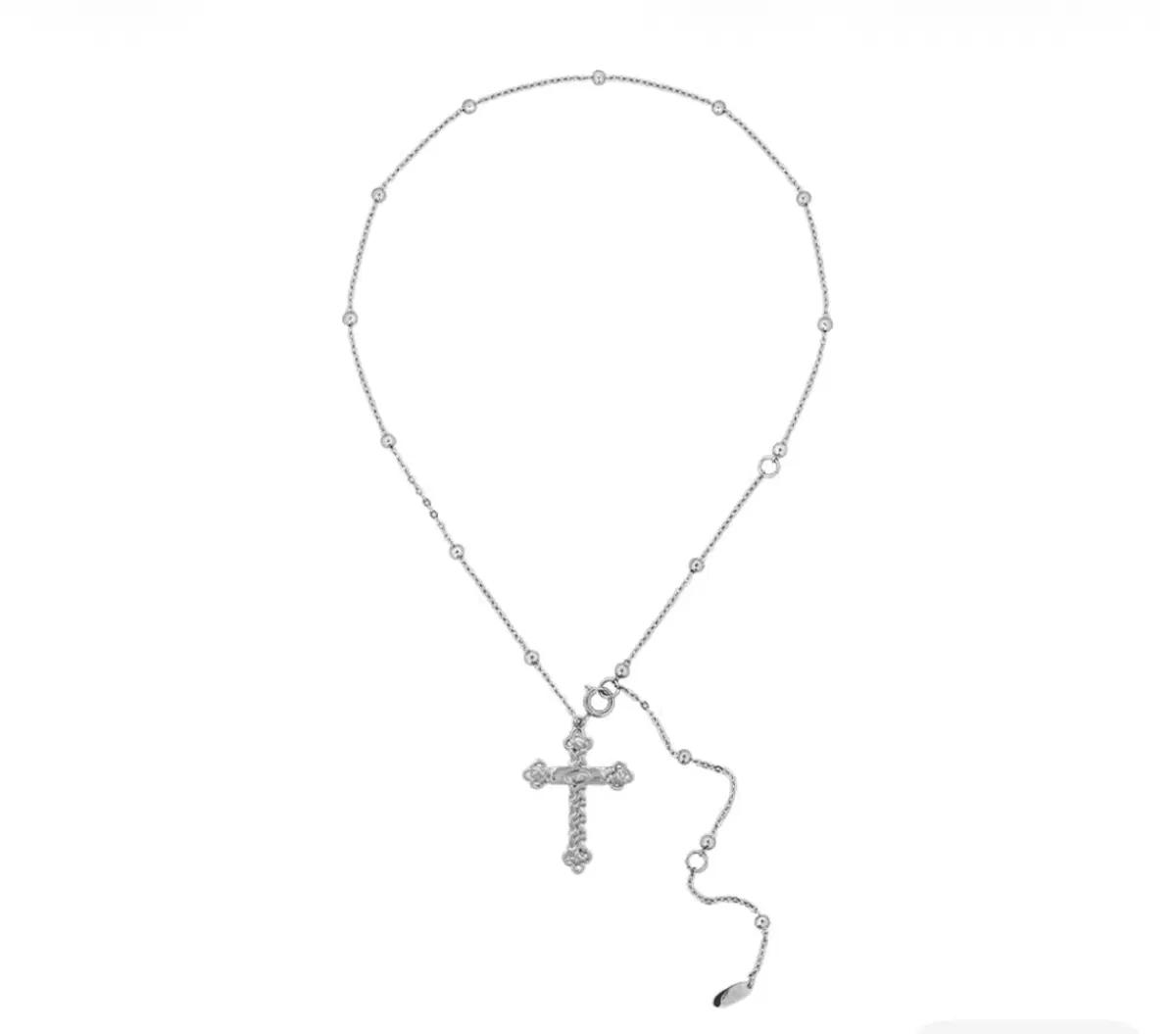센티멍 넘버 473 매듭 십자가 네크리스 실버