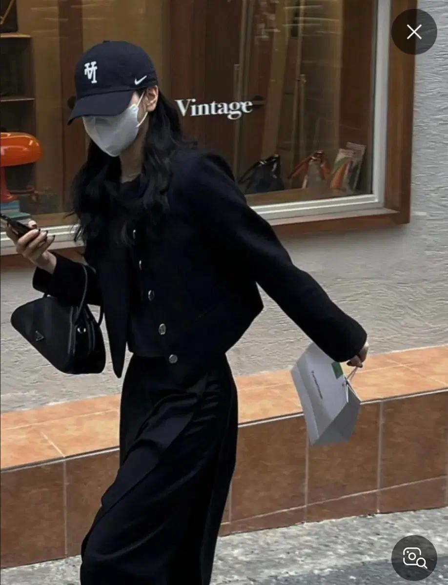 트리밍버드 파이핑 트위드자켓 블랙
