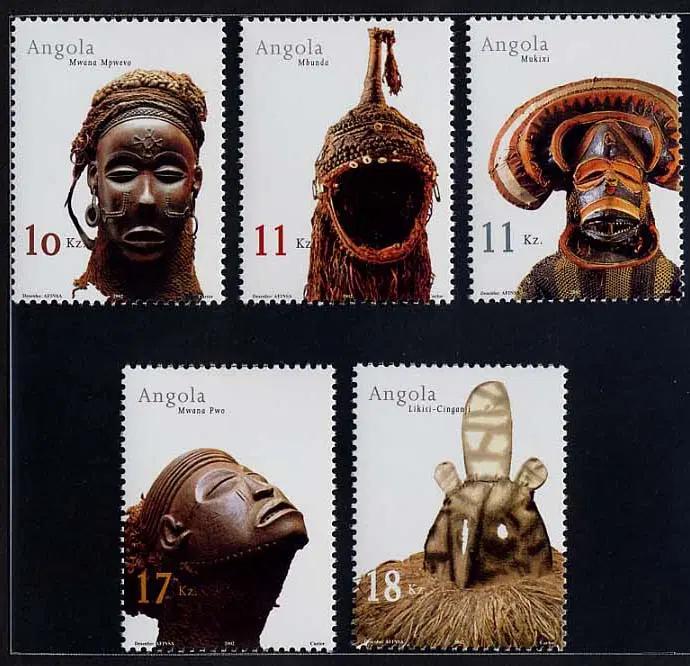 [BKstamp외국우표] 앙골라 마스크(Masks) 가면 5종완(2002년)