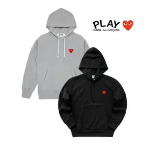 정품/새상품)꼼데가르송 시그니처 노기모 후드티 하트 와펜 기모X (블랙 / 그레이)