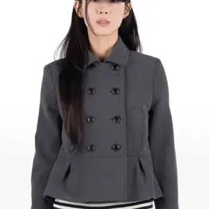 릿킴 프릴 더블 자켓 그레이 블랙업