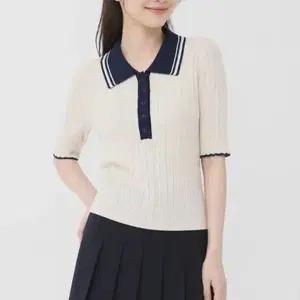 여S/마리끌레르 배색 포인트 카라 니트