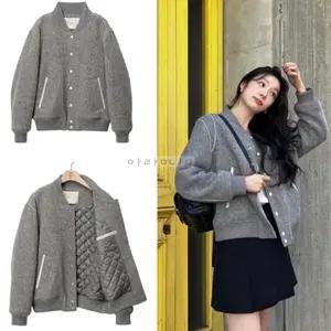 던스트(Dunst) UNISEX WOOL VARSITY JACKET MELANGE GREY