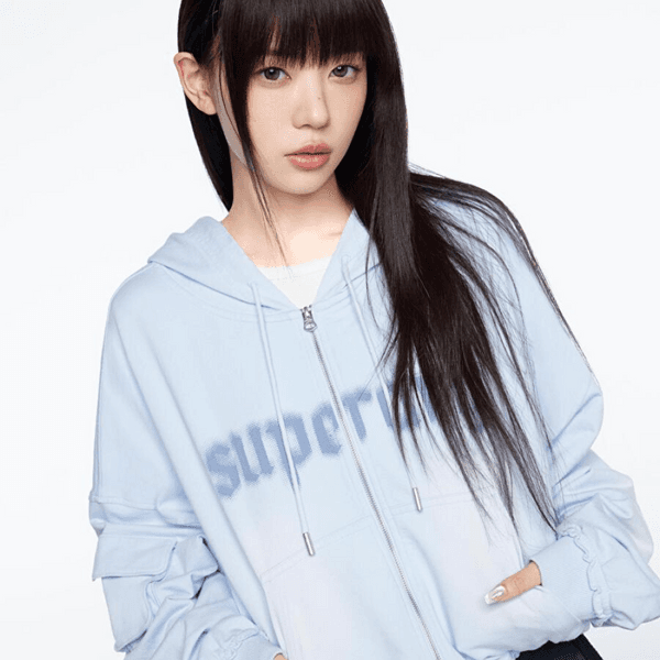 [슈퍼드라이] 우먼스 페이디드 후드집업 스카이블루