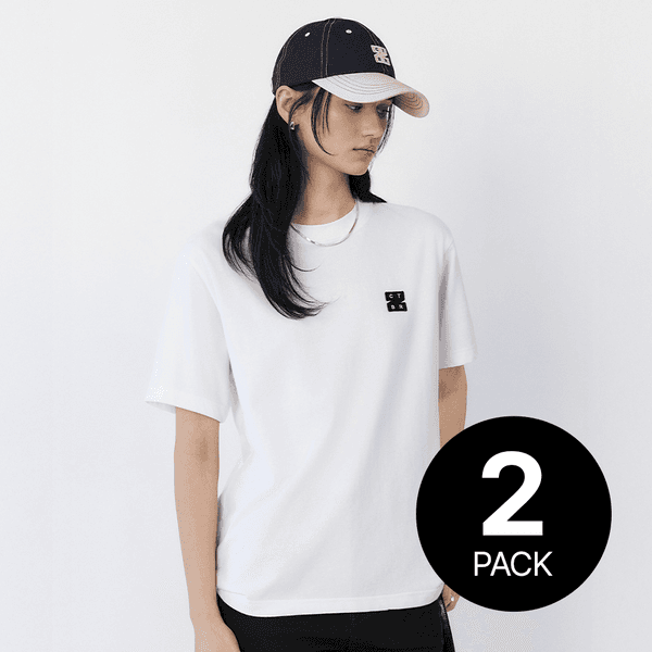 [시티브리즈] [2PACK] 로고 와펜 쿨코튼 라운드 티셔츠_WHITE