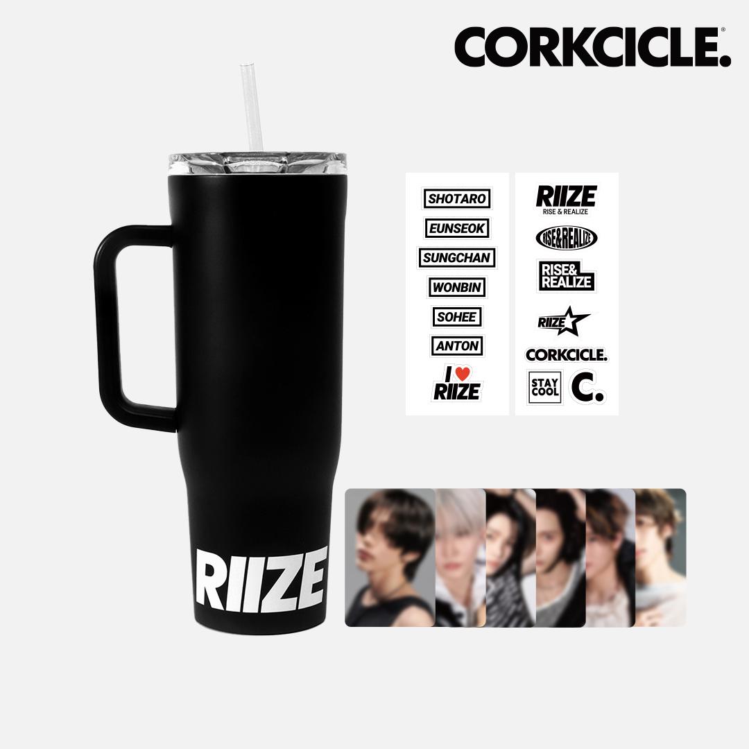 라이즈 RIIZE X 콕시클 크루저 40oz SET, 대용량 손잡이 빨대 텀블러 1180ml