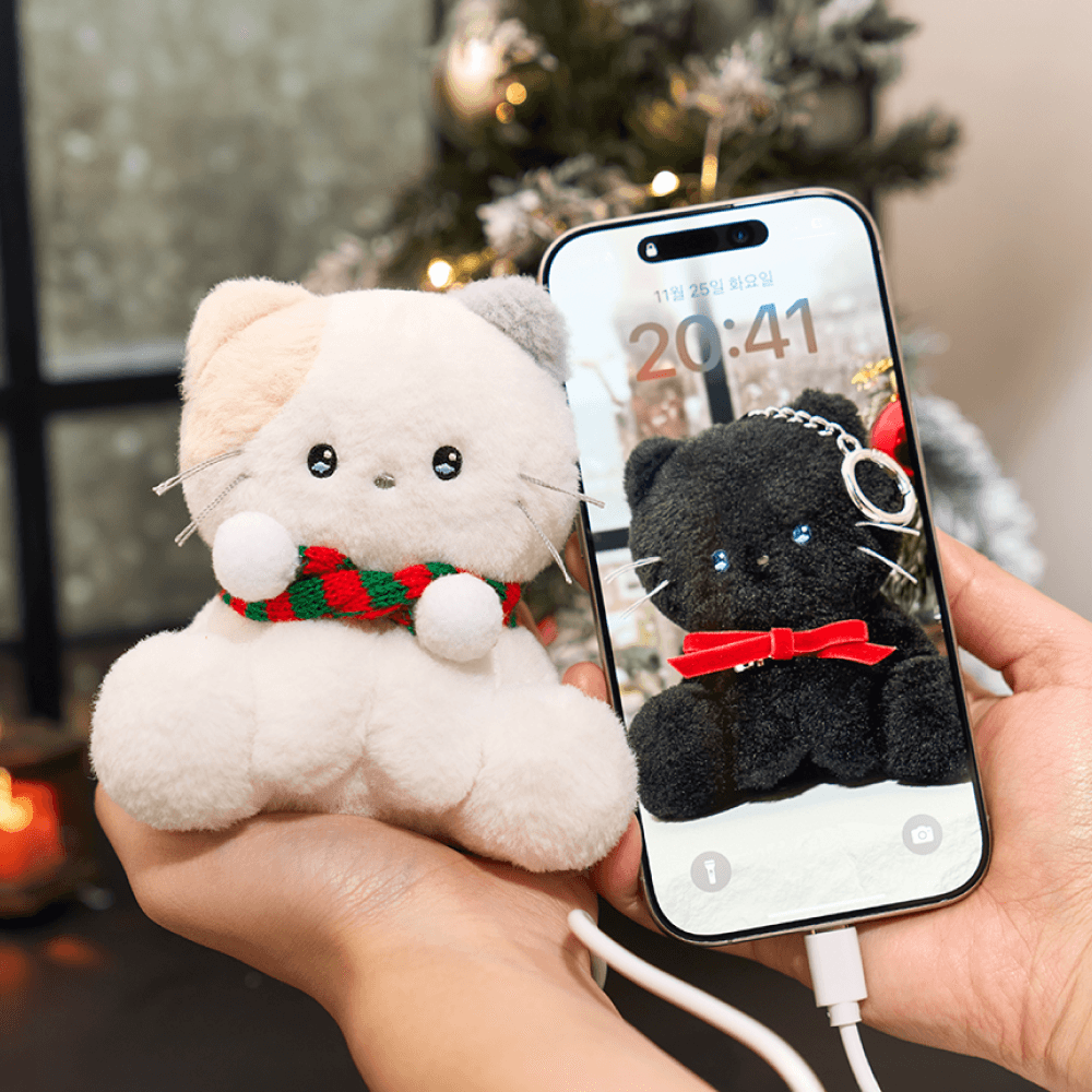 버디즈 보조배터리 고양이 3종 연말 선물 인형 보조배터리 삼색냥 4500mAh 케이블 미니 코숏 귀여운 선물 홀리데이