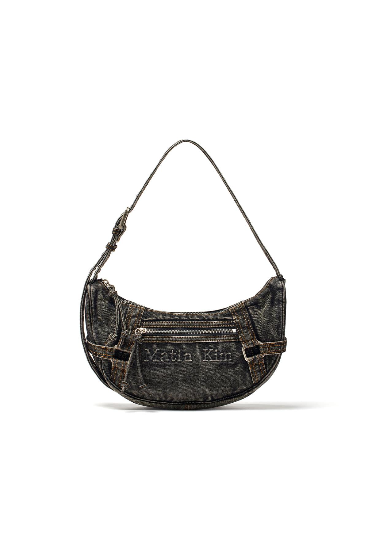 MATIN WASHED DENIM MINI HOBO BAG IN BLACK