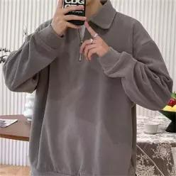 남성 카라넥 긴팔 니트 티셔츠 집업 골지 스웨터 가을 간절기 캐주얼 데일리 상의 hengshuir