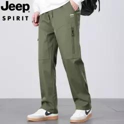 JEEP SPIRIT 남성 와이드 카고팬츠 밴딩 스트링 포켓 캐주얼 바지
