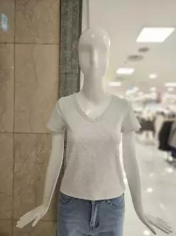 무지 브이넥 봄 여름 스판 반팔 티셔츠 (912120) _EPT