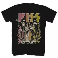 Kiss (키스) - US Tour '77 Gradient T-Shirt - Medium Black /US 투어 77 그래디언트 티셔츠 블랙 M Size (ICONIC ALBUM GOODS )