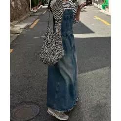 UNKNOWN PLANET 오버롤 데님 롱스커트 샌드 블루 UP990 3412382