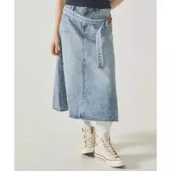 후아유 Long Denim Cargo Skirt WHWJF2452F