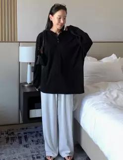 폰드 소프티 버튼 후드 티셔츠 (4 color)