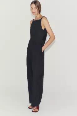 ZARA ZW 컬렉션 드레이프 백 롱 점프수트 - 블랙 2286/177/800