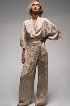 ZARA 자카드 벨트 롱 점프수트 - 카바 8356/514/307