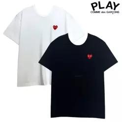 꼼데가르송 MUST IT_ ) 플레이 레드 하트 와펜 반팔 티셔츠 AX-T108-051
