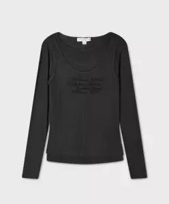후아유 WHOAU Lettering 2-way Layered T-shirt F WHLAG86F