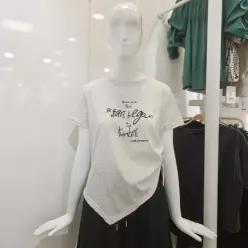 여름 스판 레터링 스트링 언발 티셔츠 (503521) _EPT