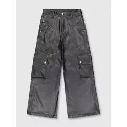 FULL OF SSUN 써클 카고 워싱 레더 팬츠 블랙 25FW08 3419681