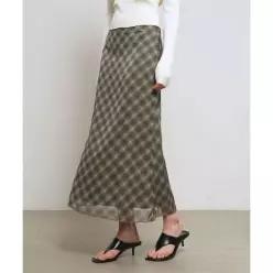 제너럴아이디어 GENERALIDEA 체크 시어 롱 스커트 KHAKI GF2LSK510 GF2LSK510KH 392857