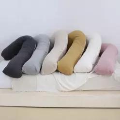 바디필로우 대형 롱베개 원형 쿠션 L자 수면쿠션 누빔 안는베개 수면 보조쿠션