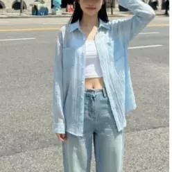 살안타 시스루 비치 롱 셔츠 로브 가디건 커버업 남방