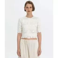 벤시몽 CROCHET HALF KNIT CARDIGAN - IVORY 423778