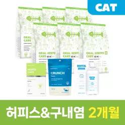 고양이 구내염허피스 관리 세트 구강면역력 사료 6개+허피스 영양제 1개+마시는치약1개+북어동결건조 1개