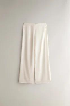 ZARA 자라 멀버리 실크 와이드 팬츠 - 크림 4118/122/712 400679
