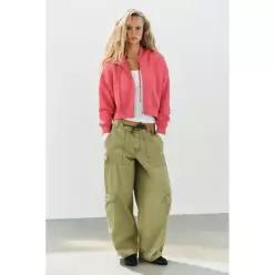 ZARA HOOD 후디 후드티IE 후디 후드티 ZIP 짚 집업 - Dark 다크 pink 핑크 3199/800/664