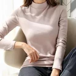 여성 피치기모 슬림 목폴라 긴팔티 가을 겨울 이너