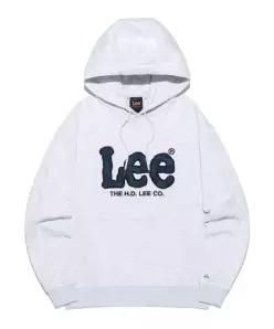 리 LEE 빅 치 데님 아플 케 후드 티셔츠 라이트그레이