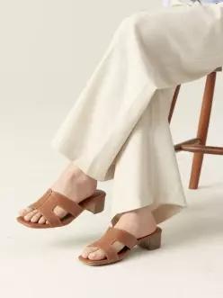 스퀘어 커버 뮬 (4cm) HPWWIGS603