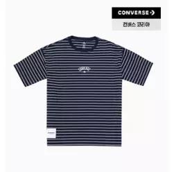 컨버스 UCJ690695 남성 여성 스트라이프 로고 루즈핏 반팔티 티셔츠 네이비 228961
