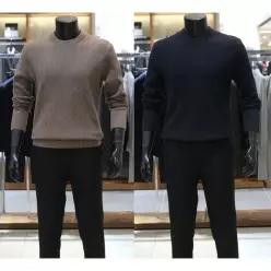 바쏘 25 FW 소프트 패브릭 데일리 라운드 니트 2종 모카베이지,딥네이비