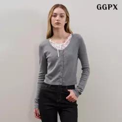 GGPX GPCKT010D 플라워 레이스 라운드넥 긴팔 니트 (GPCKT010D)