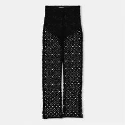 Off White 오프 화이트 크로셰 와이드 레그 팬츠 - 블랙 7627997