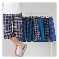 이브바바 남성 여름 쿨 인견 체크 7부 파자마 홈웨어 잠옷 반바지