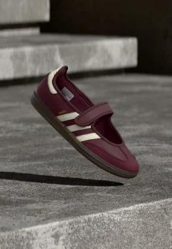 adidas 아디다스 오리지널스 삼바 제인 발레리나 - 발목 끈 발레 펌프스 버건디/크림 화이트/골드 컬러 메